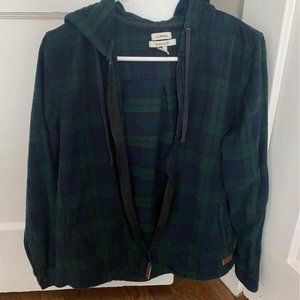 LL Bean Women's Scotch Plaid Flannel Shirt, Relaxed Zip Hoodie
